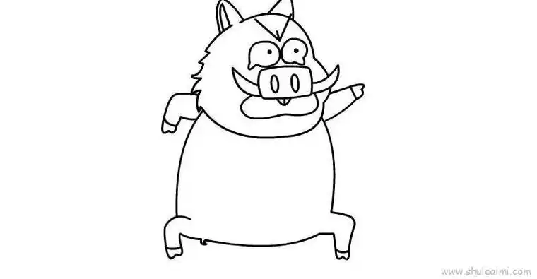 野猪儿童画怎么画 野猪简笔画顺序