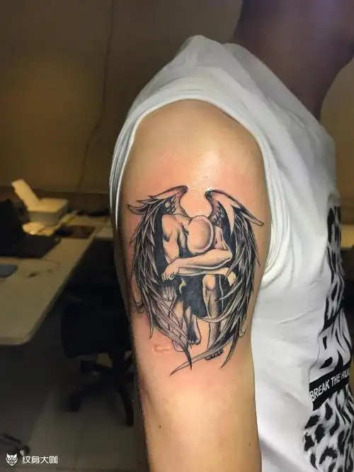 大臂天使_纹身图案手稿图片_郝海涛的纹身作品集