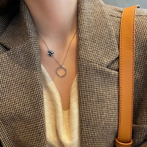 小宝s925纯银圆环圆圈项链2021年新款女小众设计感锁骨链网红简约