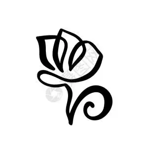 手绘书写矢量概念以最小样式扫描的彩虹春花设计元素黑色和白最小样式