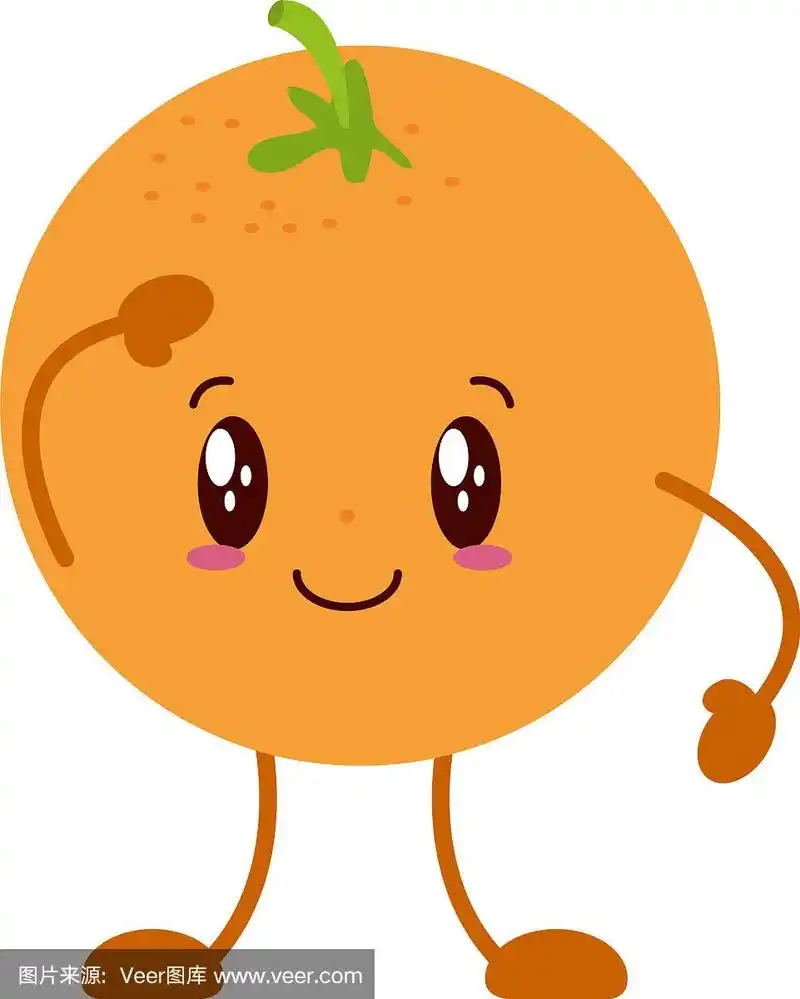 可爱,橙子,动画片,可爱的,脸颊