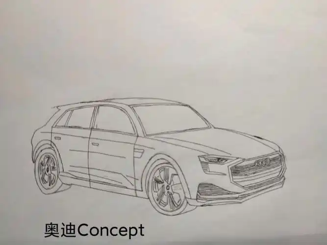 奥迪suv汽车手绘四