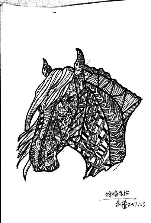 动物黑白简笔画装饰画