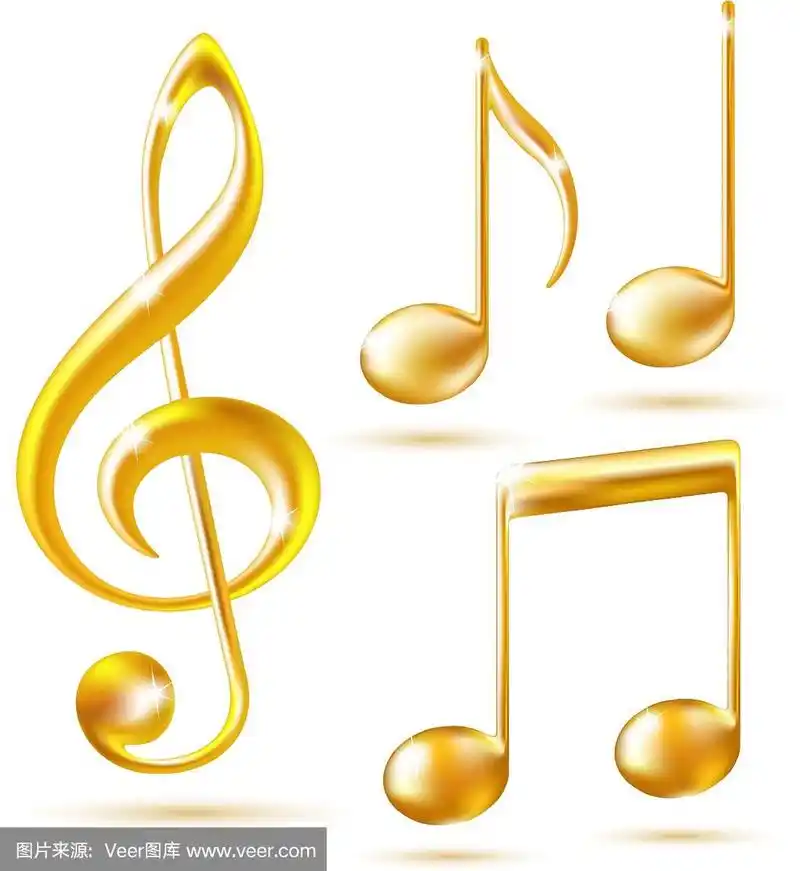 高音谱号和音符的金色图标