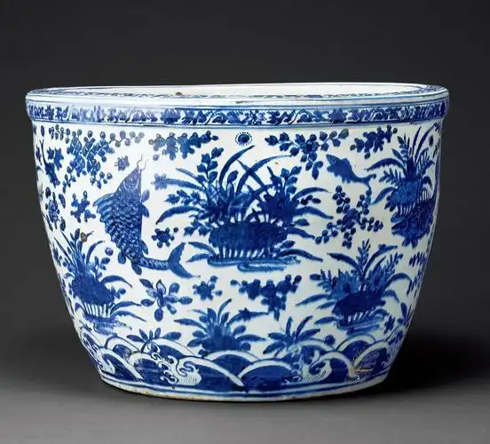 【明万历 青花海藻鱼纹缸】拍卖品_图片_价格_鉴赏_明代青花瓷器_雅昌