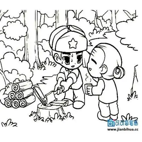 学习雷锋主题简笔画手抄报学雷锋做好事的简笔画1雷锋叔叔的简笔画