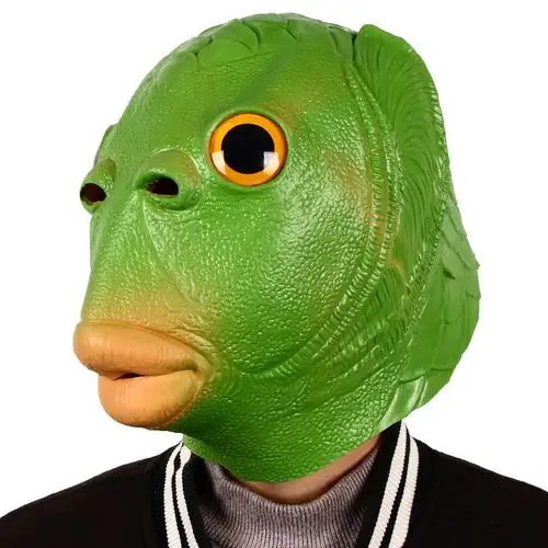 网红绿鱼人头套怪怪鱼面具万圣节绿鱼面具绿鱼头套沙雕无异味现货