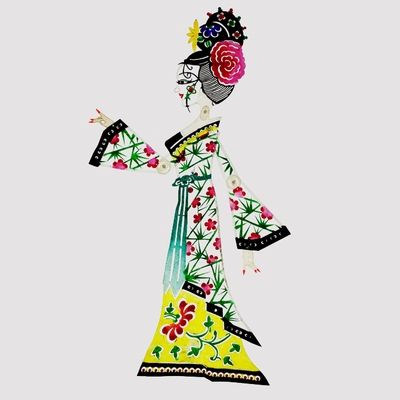 新带作纪送四手f念外皮影女品安杆戏大美人皮影工艺老品物具西品