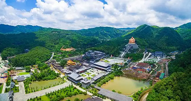 奉化,雪窦山,航拍,全景,弥勒,佛像,寺院,山,自然,生态,绿色,道场,天空