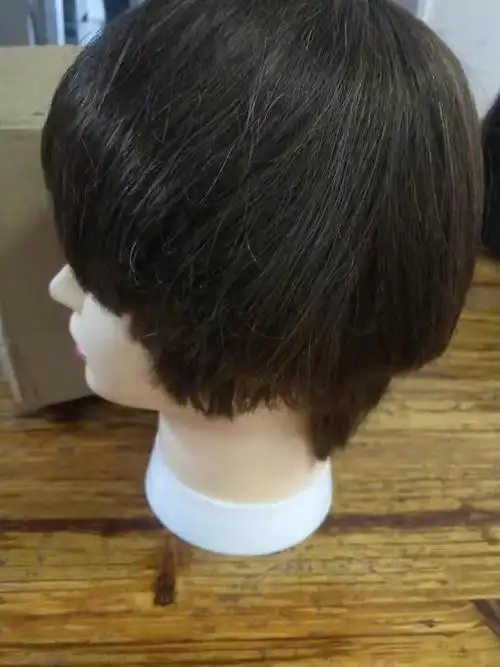 美发头模全真发假人头模型可烫染真发模头练习修剪男士短发头模 男士