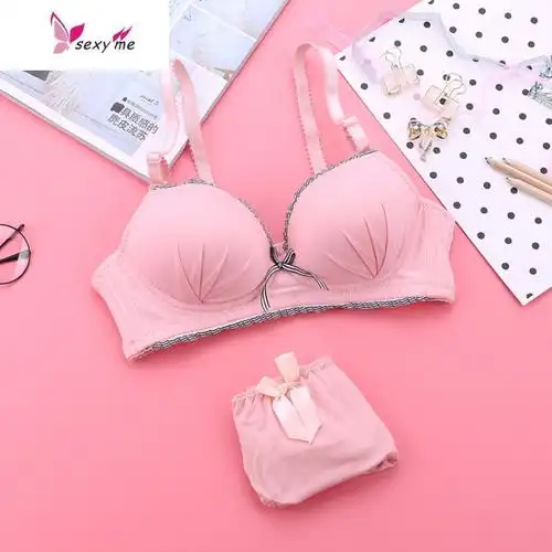 鱼篓(fish basket)文胸套装 夏季黑白色蕾丝抹胸式少女文胸高中学生