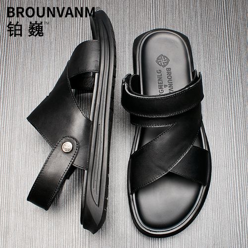 男式皮凉鞋头层真皮爸爸鞋男防滑软底2019新款男士沙滩鞋凉拖两用