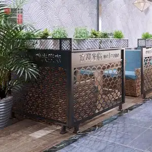 餐厅卡座工业风隔断围栏装饰绿植花架火锅饭店包间矮半截铁艺护栏