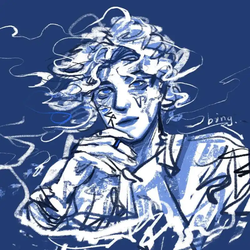 欧美艺术感抽象头像|七色(手绘头像81/100) 96工具99:procreate