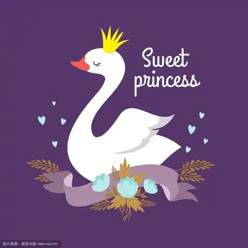 可爱的卡通白色天鹅宝宝公主