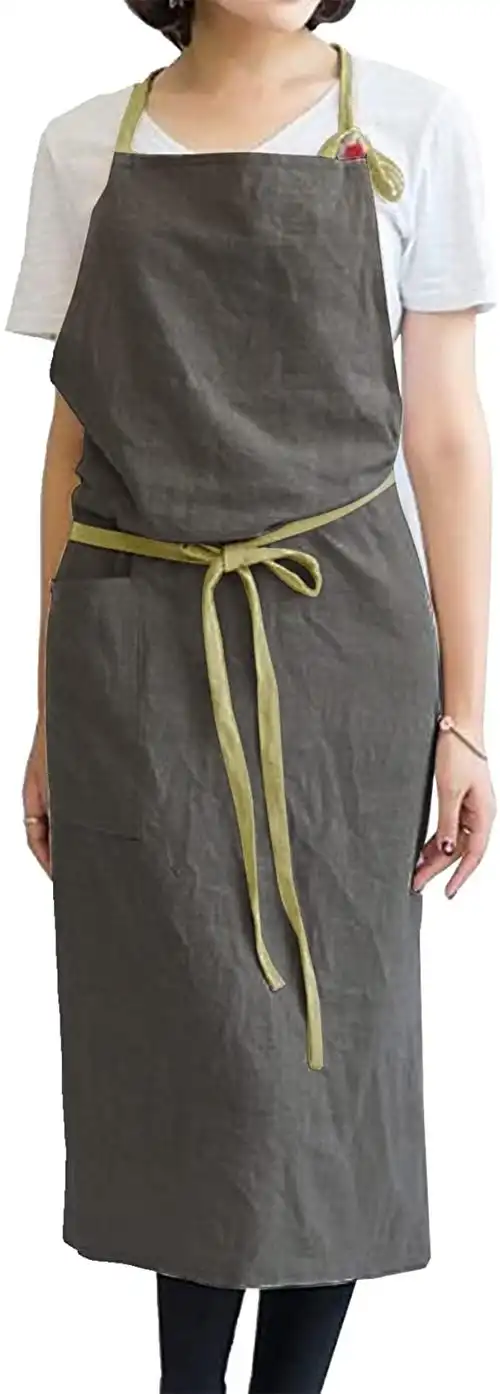 webeedy 3 色亚麻围裙可调节厨房围嘴