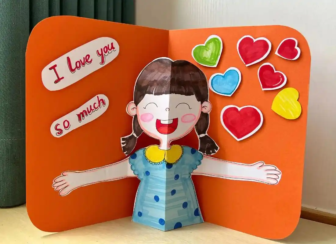 幼儿园母亲节创意手工,立体贺卡.素材可直接打印使用.#幼儿园 - 抖音