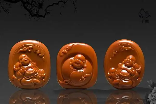 一户侯玉雕工作室总设计师侯晓锋弥勒作品《三生有幸》