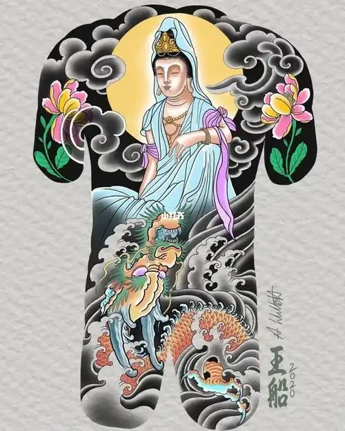 刺青  #纹身  #纹身手稿  #观音菩萨