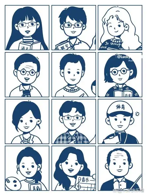 老师简笔画简单又漂亮 各科老师来认领啦05卡通简笔画头像分享|||热