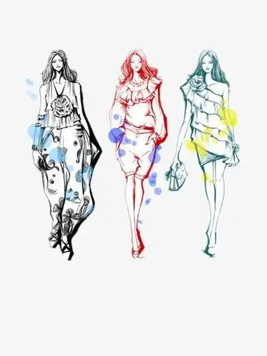 卡通服装模特简笔画