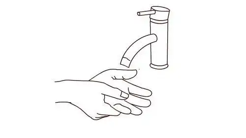 打开水龙头洗手的简笔画