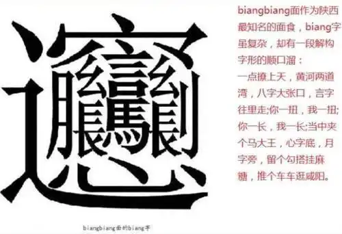 西安biangbiang面,念不好,打不出的字