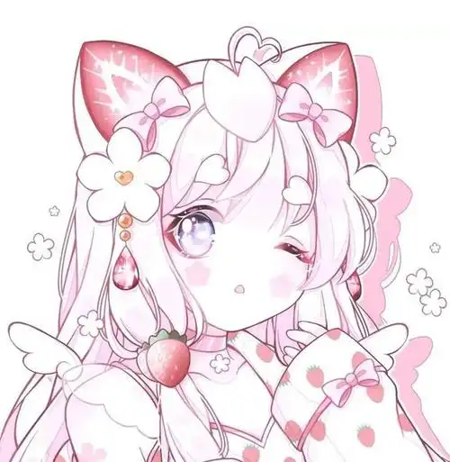 粉色动漫少女头像:卡哇伊