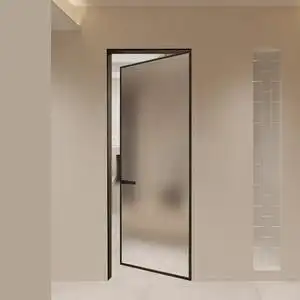 隐形油砂玻璃门极简窄边隐框长虹玻璃铝合金厨房卫生间阳台平开门