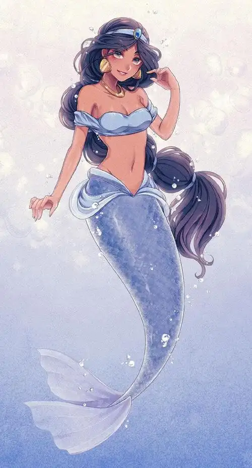 梦幻画风的美人鱼,原来全是迪士尼公主,长发公主惊艳全场