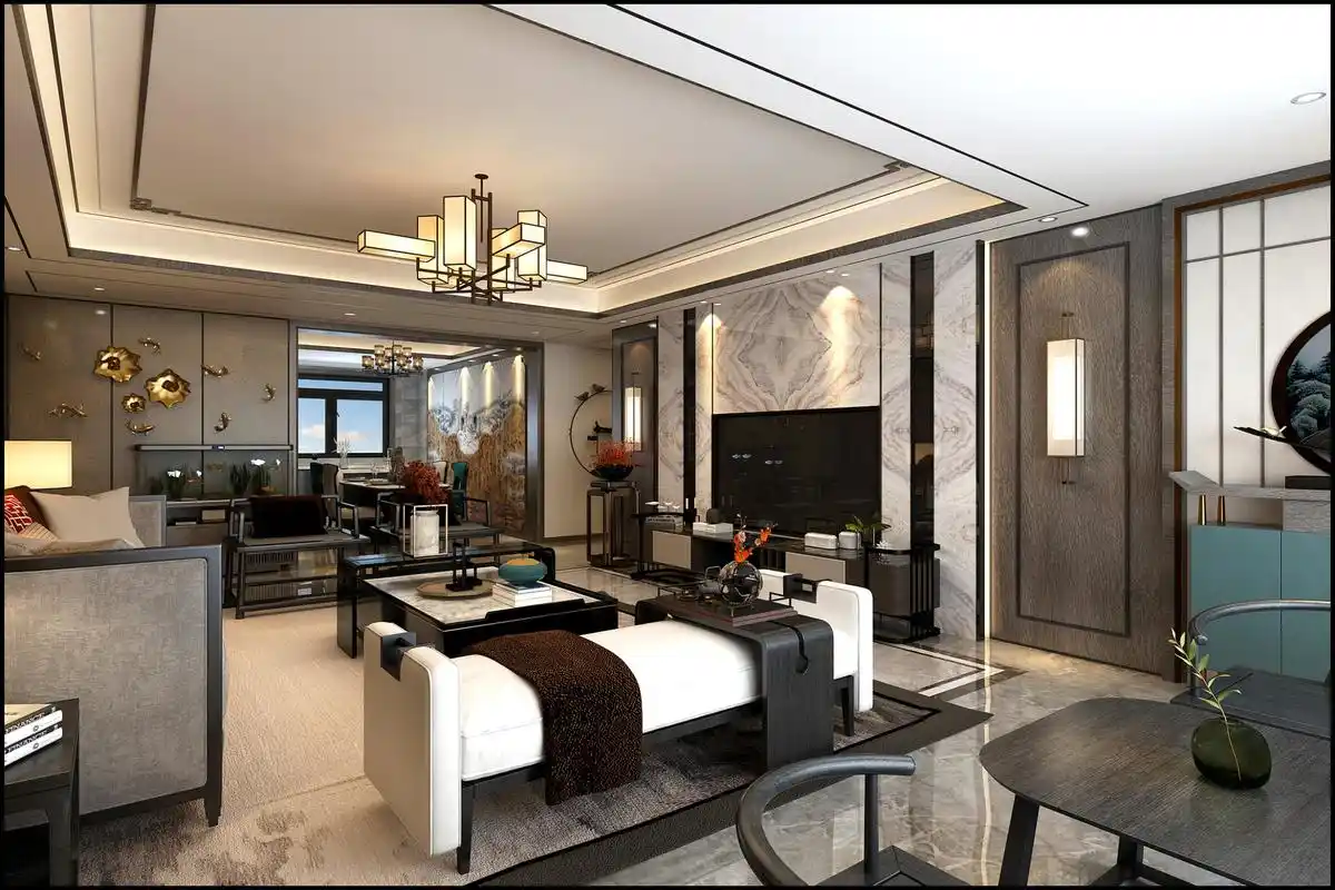 新中式风格四居室装修设计效果图 家装案例