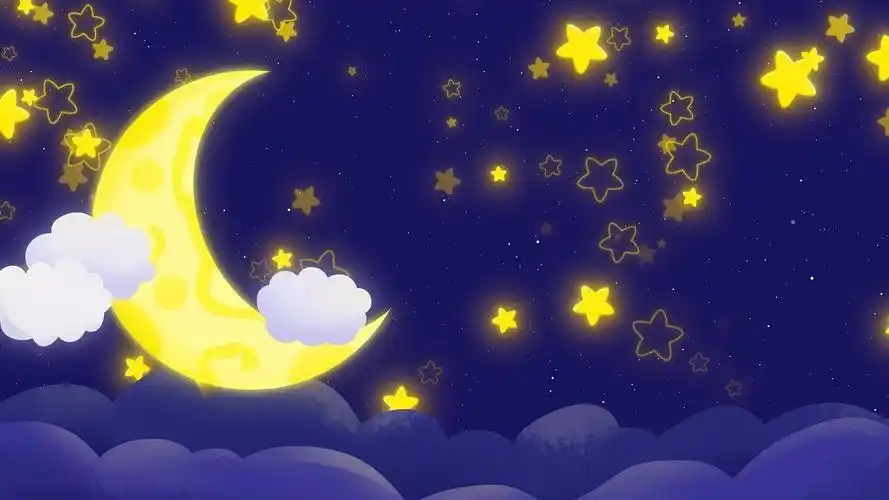 4k科技光效粒子卡通星星月亮卡通月亮背景ae模板
