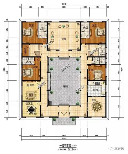 要想晚年过得舒适,就建一款四合院式的别墅 -别墅设计-乡村房子设计图