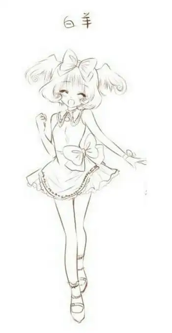 十二星座简笔画女孩白羊座