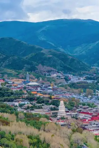 中国山西忻州五台山台怀镇建筑群风光