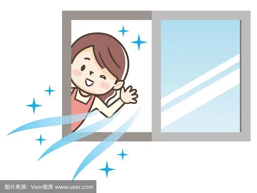女人打开窗户通风的插图