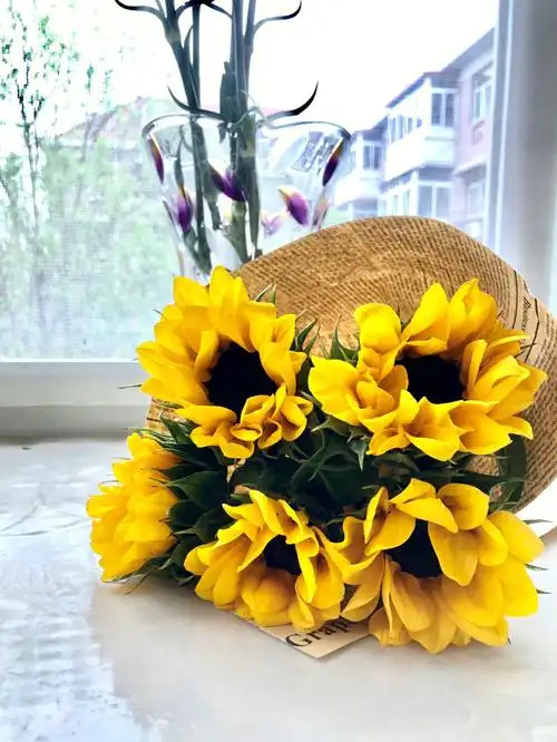 向日葵的花语代表信念,光辉,忠诚,太阳,沉默的爱,它的花姿没有玫瑰