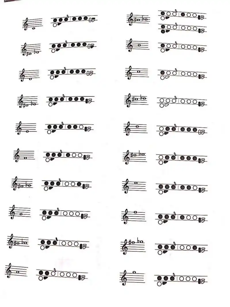 长笛常用指法表&长笛教学 线上|线下长笛教学.