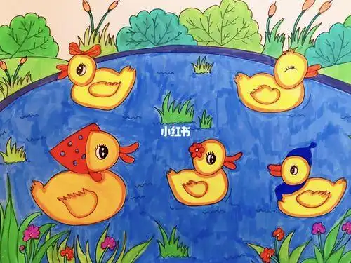 儿童简笔画池塘鸭子附视频教程