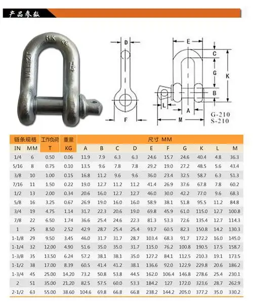 晟雕美式u型卸扣1吨2吨直型卸扣u型吊环起重卸扣厂家直销