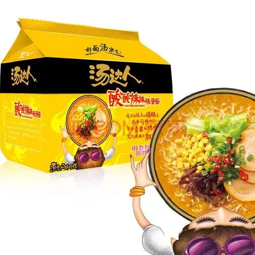 统一汤达人方便面袋装面泡面5连包 罗宋汤面/日式豚骨拉面/酸酸辣辣豚