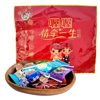 喔喔(wowo)喔喔情牵一生喜糖果袋装458g婚庆结婚喜糖水果糖奶糖棒棒糖