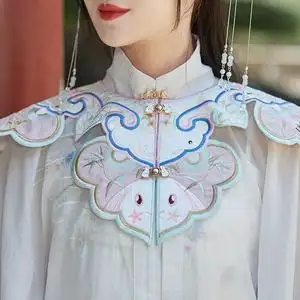明制汉服女云肩配饰中国风对襟立领传统汉服广袖长衫明制褶裙春夏