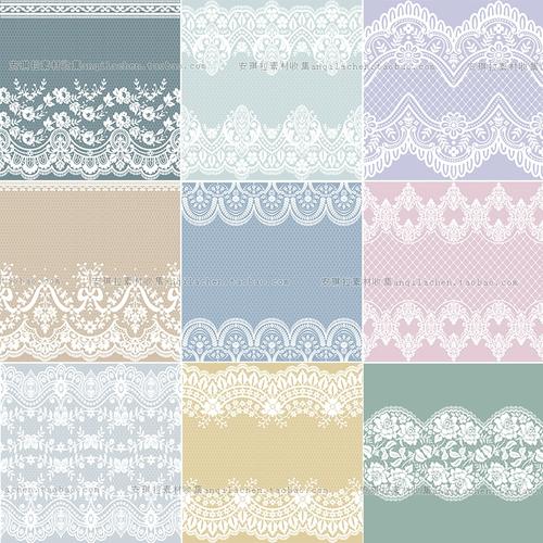 唯美少女风浅色系蕾丝花纹花边背景婚礼邀请函卡片海报p矢量素材
