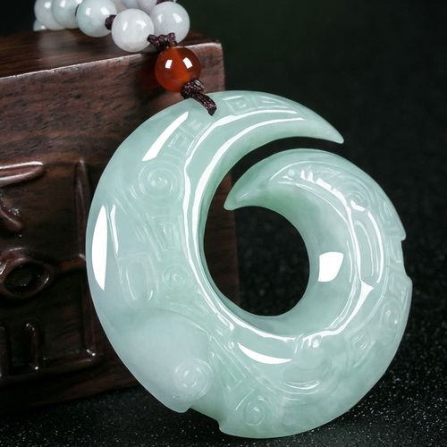 缅甸翡翠仿古纹吊坠男款玉石冰糯种玉坠项链女老坑挂件玉佩玉吊坠