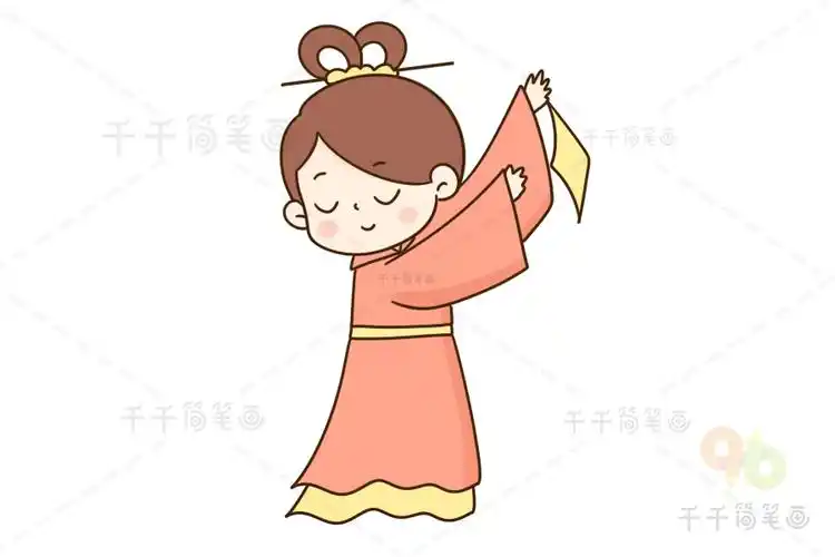 练古风舞蹈的女生简笔画
