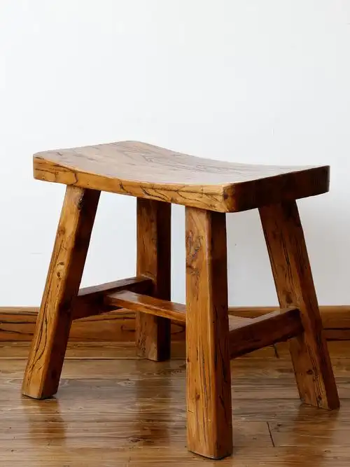 老榆木餐凳实木家用方板凳时尚元宝凳简约换鞋马鞍凳原木凹面凳子