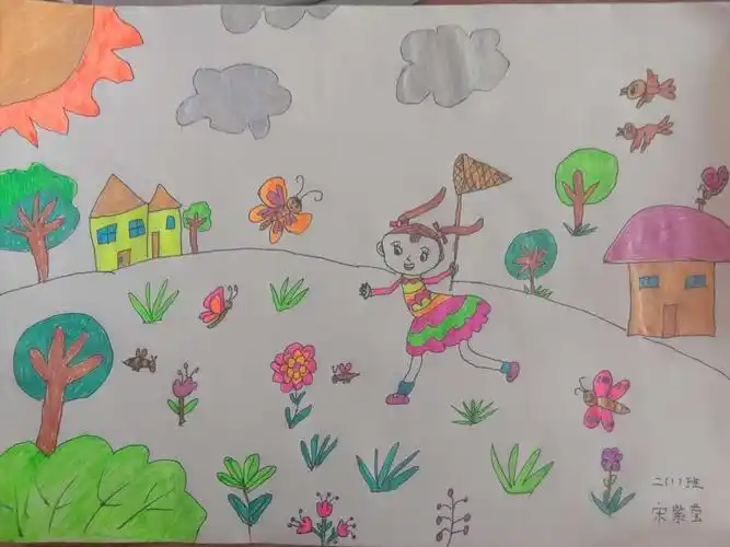 让学生走进田野,拥抱春天,感受美丽的大自然,然后用画笔描绘对大自然