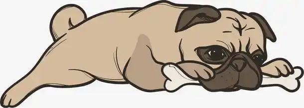 矢量图趴着啃骨头的小狗