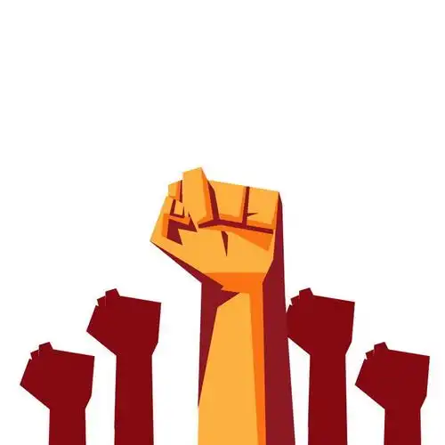 漫画风格高举的拳头象征了力量和奋发图强的精神图片免抠矢量素材